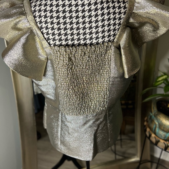 Cache iridescent ruffled sleeve peplum corset crop top - Picture 7 of 12